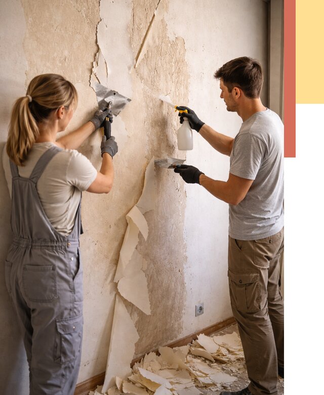 Снятие старых обоев в Тайшете от 5452 руб. под ключ недорого | ОТДЕЛОЧНИК-Тшт