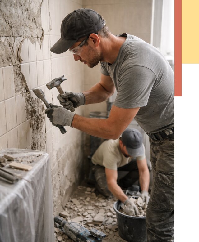 Демонтаж плитки со стен в Тайшете от 883 руб. — быстро и недорого | ОТДЕЛОЧНИК-Тшт