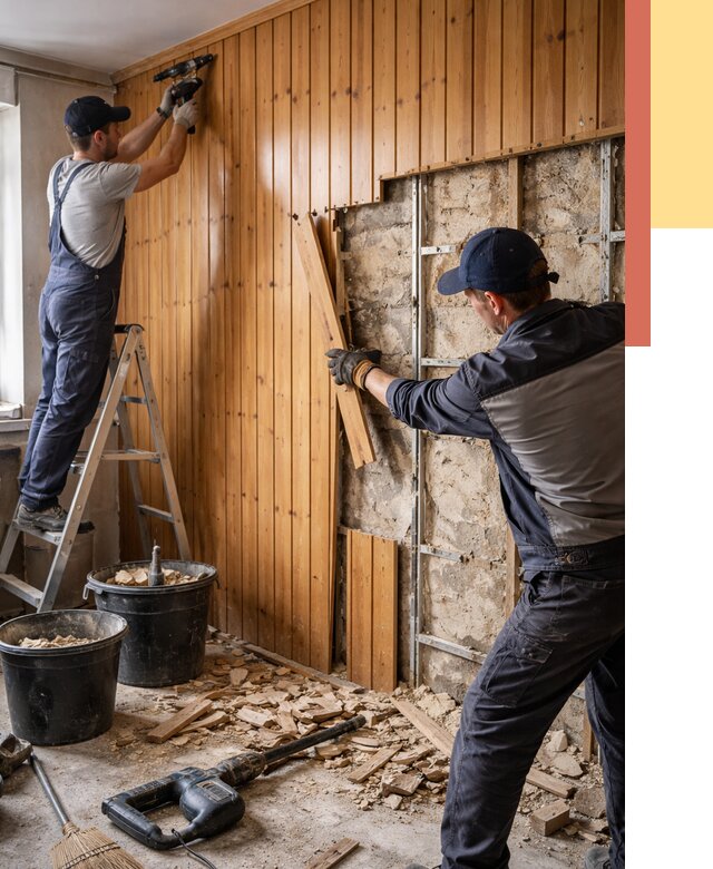 Демонтаж вагонки со стен в Тайшете от 1506 руб. — снятие, удаление, срочно | ОТДЕЛОЧНИК-Тшт