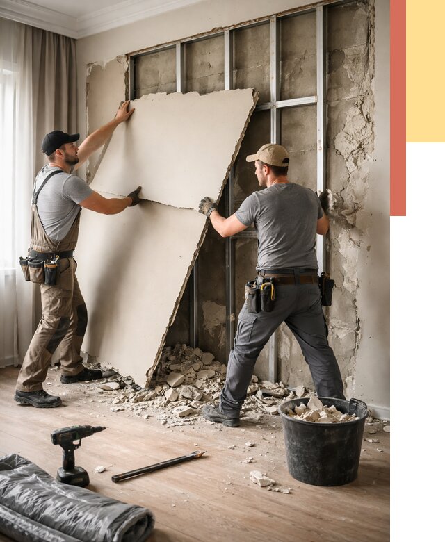 Демонтаж гипсокартона со стен в Тайшете от 363 руб. — услуги демонтажа | ОТДЕЛОЧНИК-Тшт