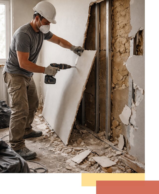 Демонтаж гипсокартона со стен в Тайшете качественно и быстро