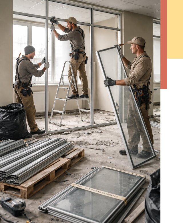 Демонтаж алюминиевых перегородок в Тайшете от 4362 руб. — быстро и недорого | ОТДЕЛОЧНИК-Тшт