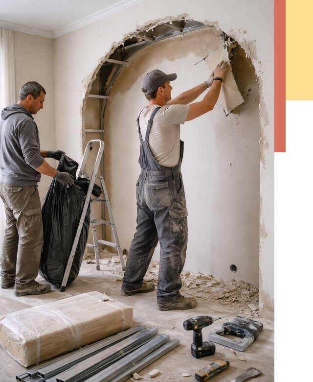 Демонтаж арки из гипсокартона в Тайшете от 3635 руб. — услуги под ключ | ОТДЕЛОЧНИК-Тшт