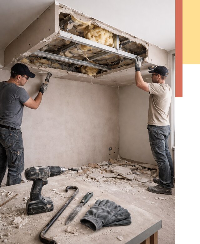 Демонтаж короба из гипсокартона в Тайшете от 1579 руб. — быстро и недорого | ОТДЕЛОЧНИК-Тшт