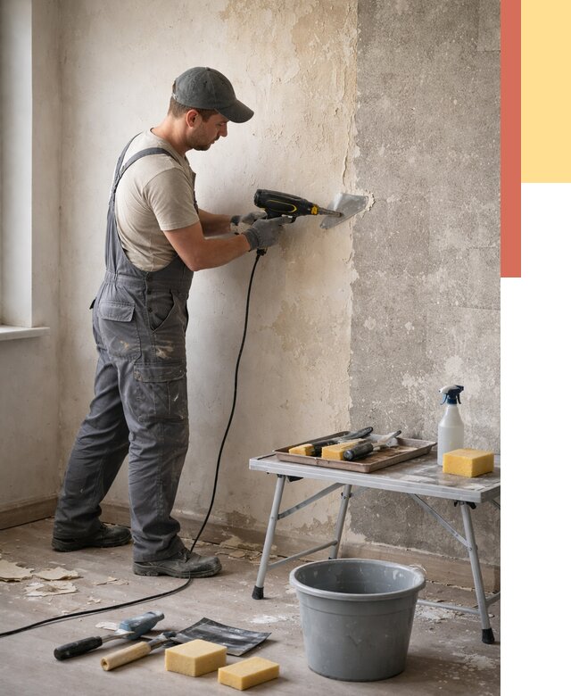 Очистка стен от клея в Тайшете от 1921 руб. — снятие и удаление клея со стен | ОТДЕЛОЧНИК-Тшт