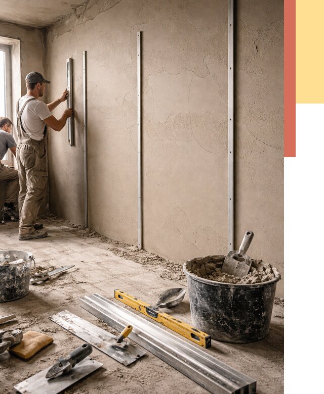 Штукатурка стен по маякам в Тайшете от 5712 руб./м² — выравнивание под ключ | ОТДЕЛОЧНИК-Тшт