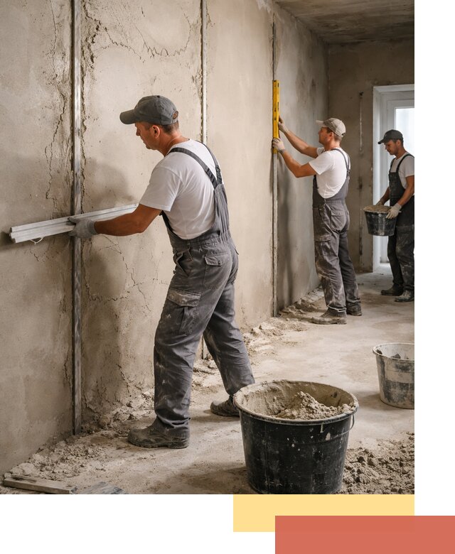 Штукатурка стен по маякам в Тайшете — точная и ровная поверхность