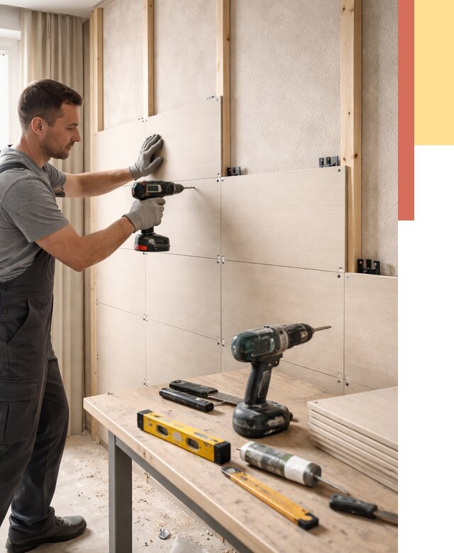 Монтаж МДФ панелей на стены в Тайшете от 1298 руб. под ключ | ОТДЕЛОЧНИК-Тшт