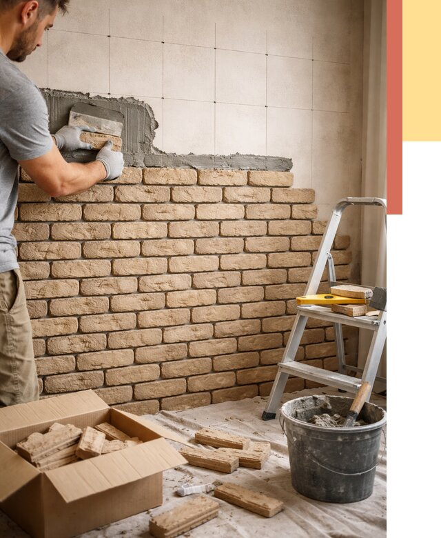 Монтаж декоративного кирпича в Тайшете от 3323 руб./м² — быстро и недорого | ОТДЕЛОЧНИК-Тшт