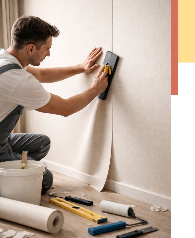 Поклейка виниловых обоев в Тайшете от 4673 руб. | Быстро и недорого — ОТДЕЛОЧНИК-Тшт