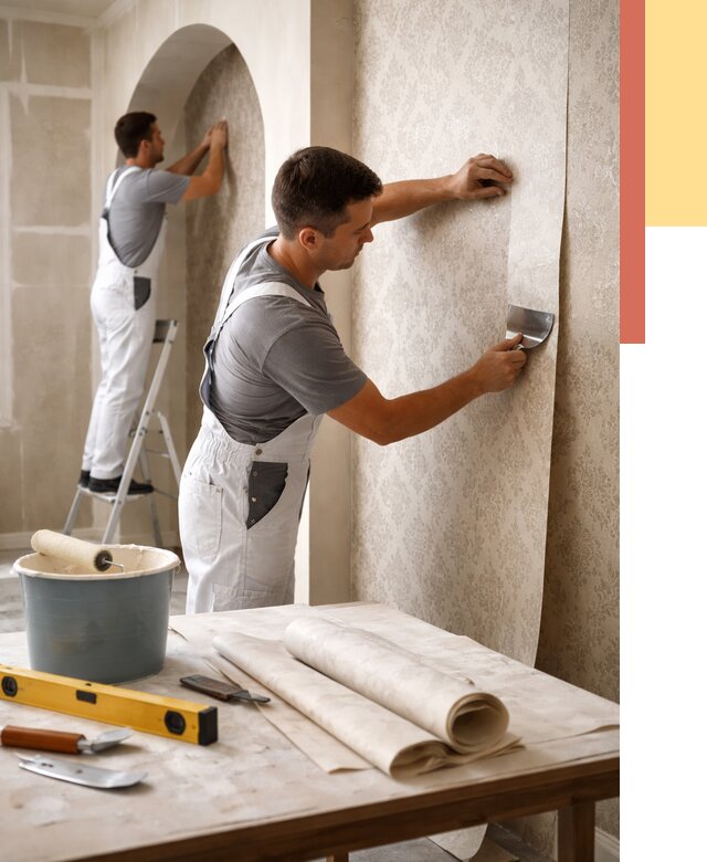 Поклейка обоев на сложные стены в Тайшете от 2908 руб. под ключ | ОТДЕЛОЧНИК-Тшт