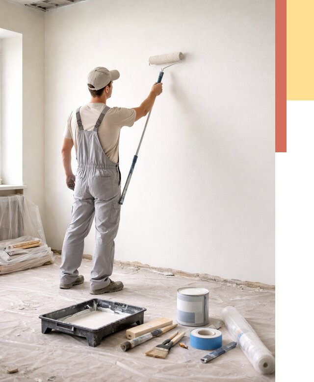 Покраска стен водоэмульсионной краской в Тайшете от 467 руб. за м² | ОТДЕЛОЧНИК-Тшт