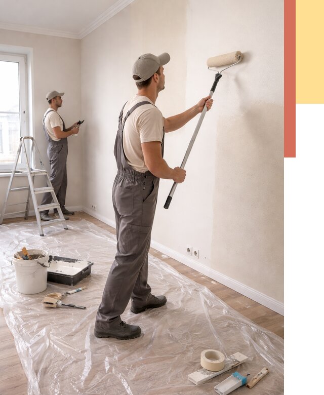 Покраска стен акриловой краской в Тайшете от 3635 руб./м² — быстро и недорого | ОТДЕЛОЧНИК-Тшт