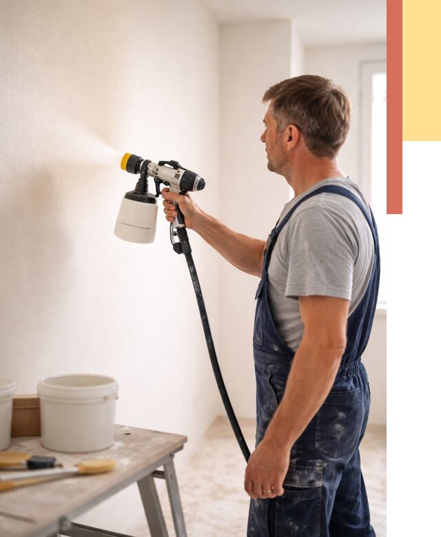 Покраска стен краскопультом в Тайшете от 7789 руб. — механизированная покраска | ОТДЕЛОЧНИК-Тшт