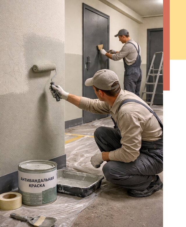 Покраска стен антивандальной краской в Тайшете от 4673 руб./м² под ключ | ОТДЕЛОЧНИК-Тшт