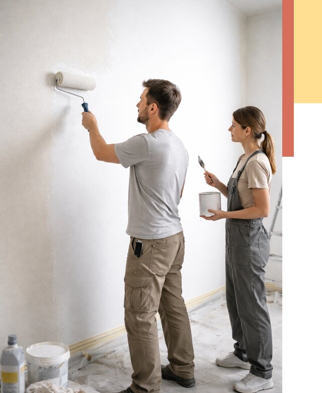 Окраска стен по стеклохолсту в Тайшете от 4673 руб/м² под ключ | ОТДЕЛОЧНИК-Тшт