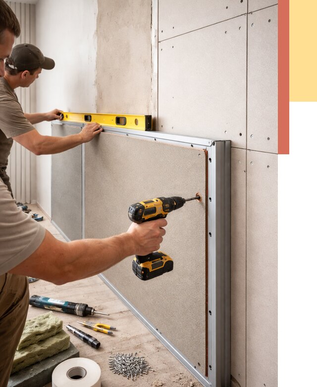 Шумоизоляция стен панелями ЗИПС в Тайшете от 2285 руб./м² под ключ | ОТДЕЛОЧНИК-Тшт