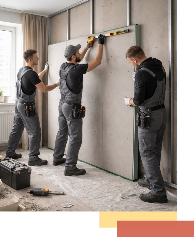 Шумоизоляция стен панелями ЗИПС в Тайшете для жилых и коммерческих помещений