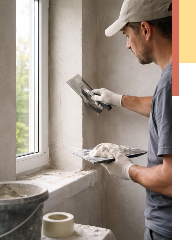 Штукатурка откосов в Тайшете от 4673 руб/м² — услуги и выравнивание под ключ | ОТДЕЛОЧНИК-Тшт