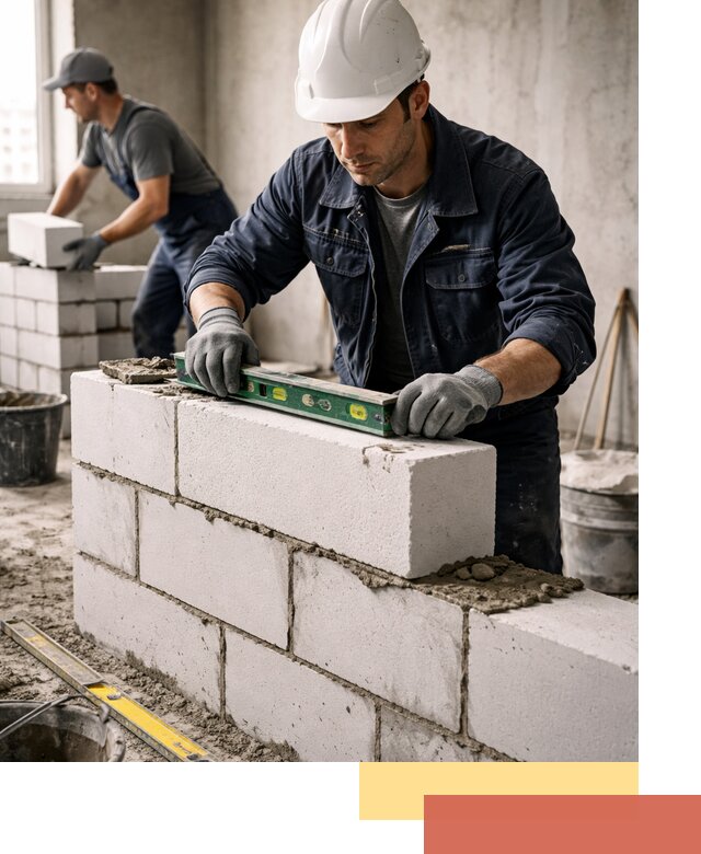 Кладка перегородок из пеноблока под ключ в Тайшете