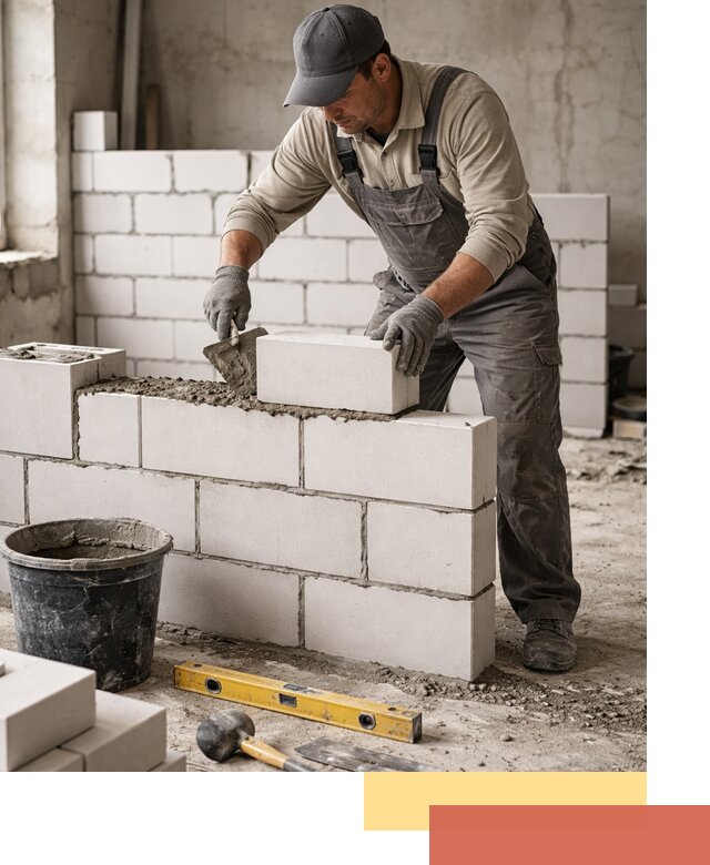 Кладка перегородок из силикатного блока в Тайшете