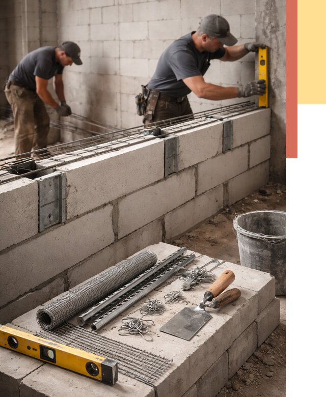 Армирование кладки перегородок в Тайшете от 779 руб. под ключ | ОТДЕЛОЧНИК-Тшт