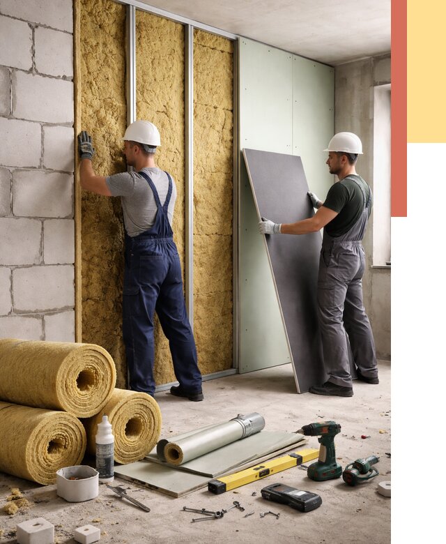 Шумоизоляция перегородок из блоков в Тайшете от 1921 руб./м² — быстро и недорого | ОТДЕЛОЧНИК-Тшт