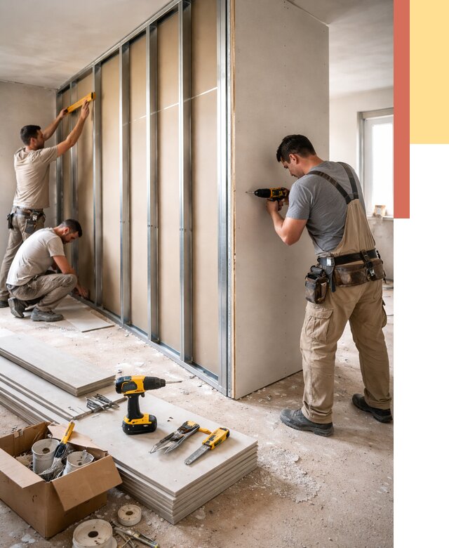 Монтаж однослойной перегородки из гипсокартона в Тайшете от 675 руб. | ОТДЕЛОЧНИК-Тшт