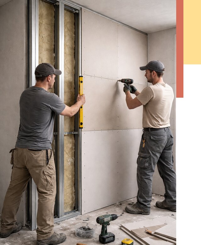 Монтаж двухслойной перегородки из гипсокартона в Тайшете от 1506 руб. | ОТДЕЛОЧНИК-Тшт