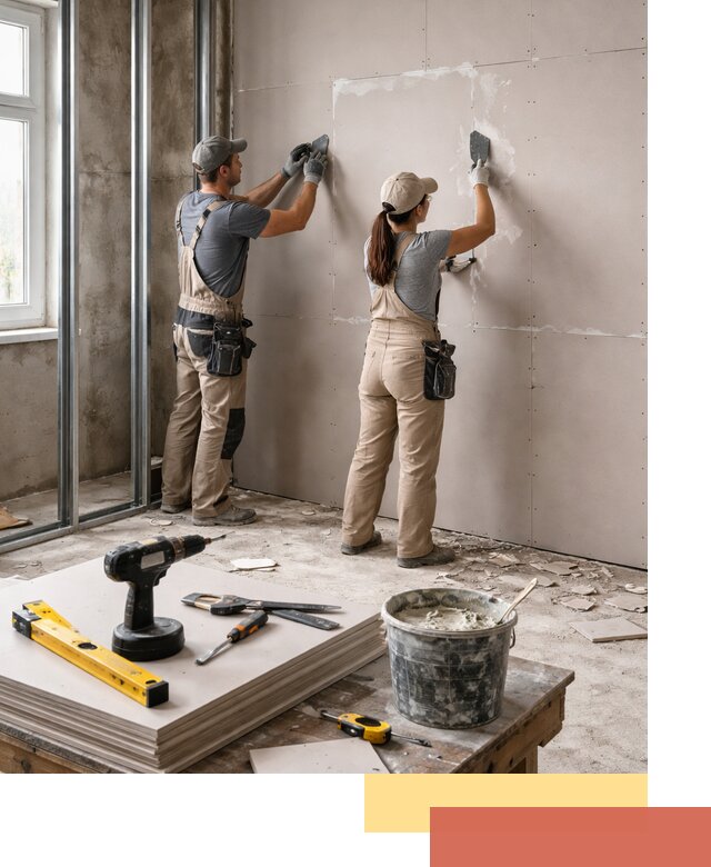 Монтаж двухслойной перегородки из гипсокартона в Тайшете