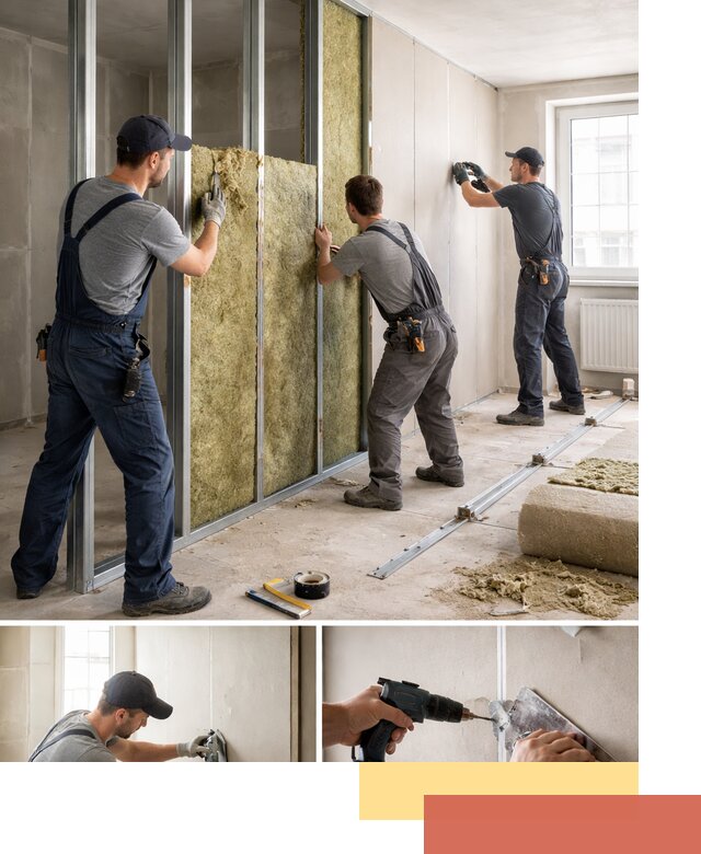 Перегородка из гипсокартона с шумоизоляцией в Тайшете — монтаж под ключ