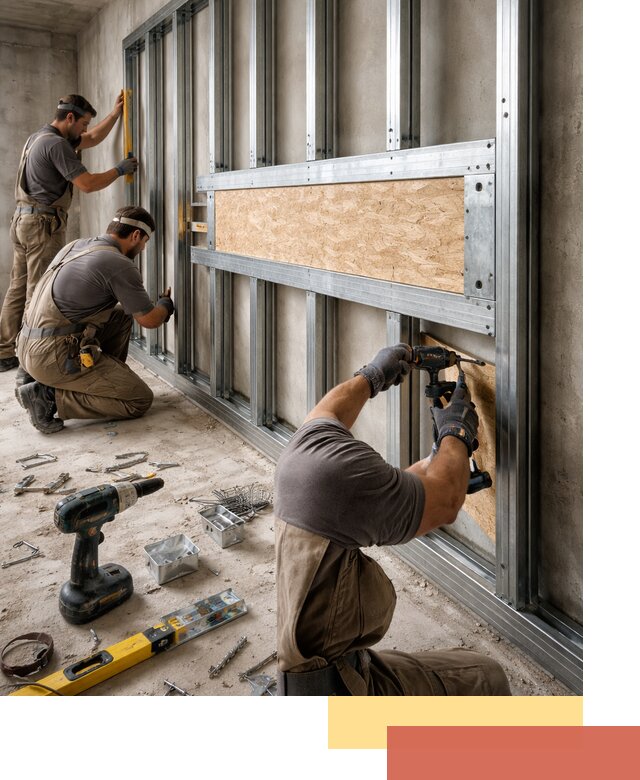 Усиленная перегородка для крепления тяжёлых конструкций в Тайшете