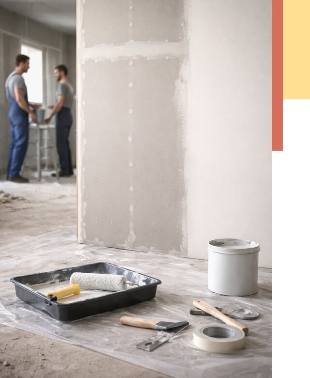 Покраска перегородок из гипсокартона в Тайшете от 4673 руб. под ключ | ОТДЕЛОЧНИК-Тшт