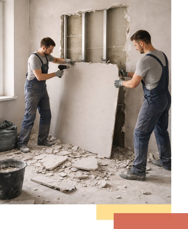 Демонтаж перегородки из гипсокартона в Тайшете быстрый и аккуратный