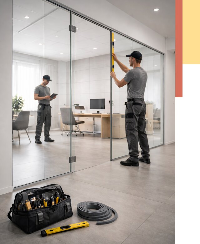 Цельностеклянные перегородки под ключ в Тайшете от 9866 руб. — монтаж и цены | ОТДЕЛОЧНИК-Тшт