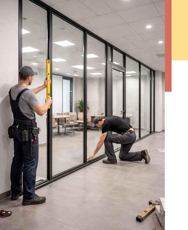 Каркасные стеклянные перегородки в Тайшете под ключ от 9554 руб. | ОТДЕЛОЧНИК-Тшт