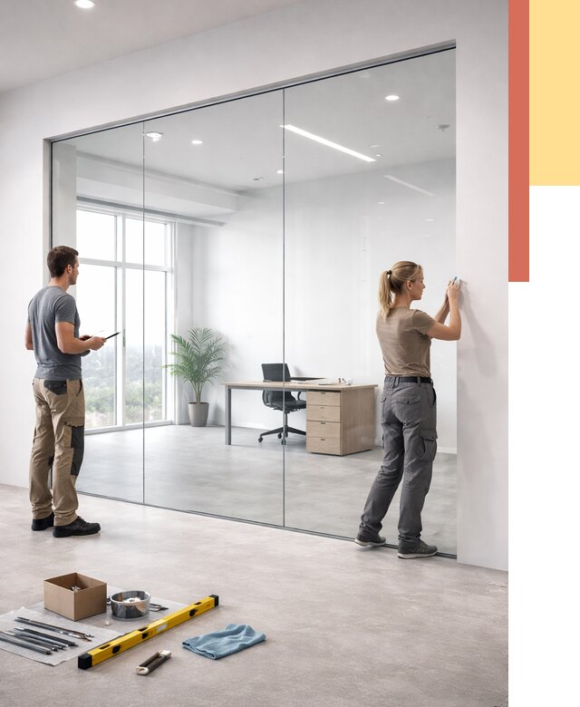 Перегородки из закаленного стекла в Тайшете от 9866 руб. под ключ | ОТДЕЛОЧНИК-Тшт