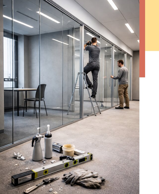 Стеклянные офисные перегородки в Тайшете от 8827 руб. — монтаж и установка | ОТДЕЛОЧНИК-Тшт