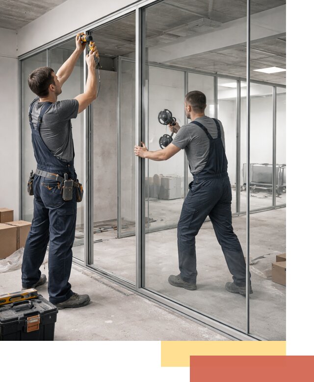 Алюминиевые перегородки со стеклом в Тайшете — изготовление и монтаж