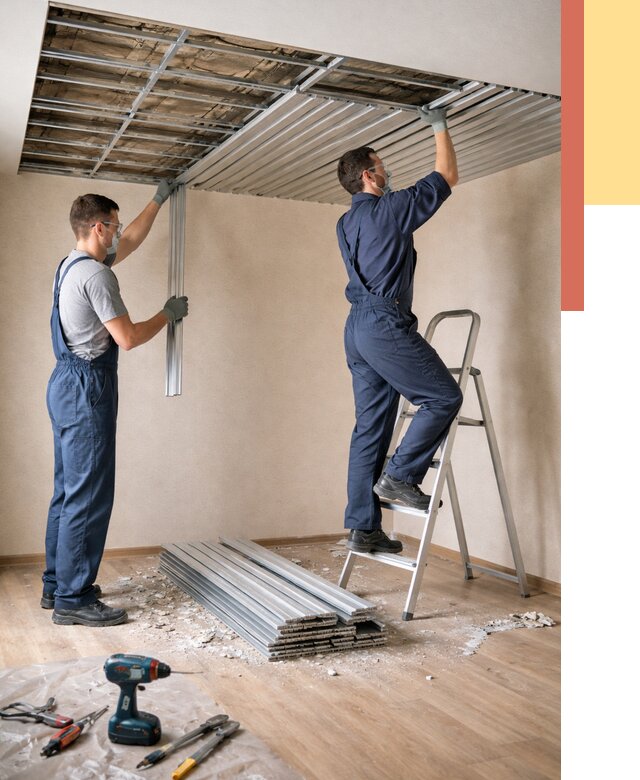 Демонтаж реечного потолка в Тайшете от 4673 руб. быстро и недорого | ОТДЕЛОЧНИК-Тшт