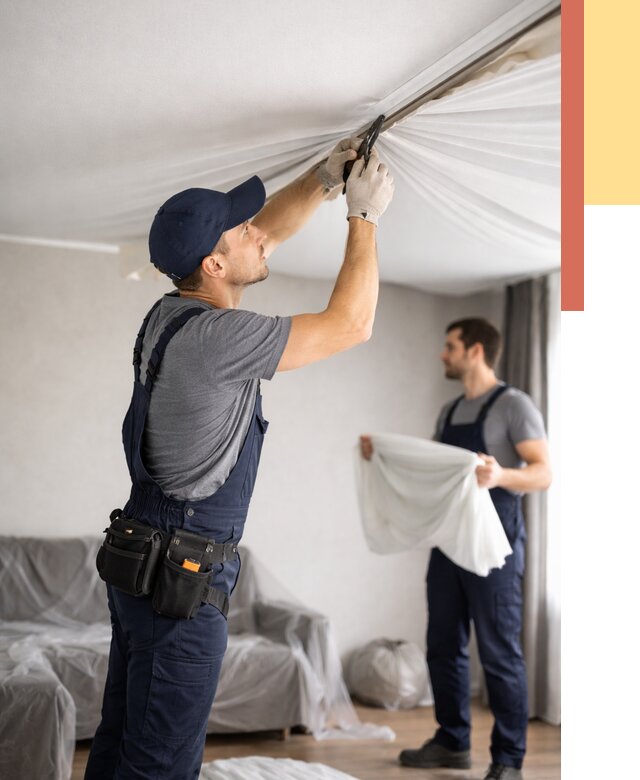 Демонтаж натяжного потолка в Тайшете от 4673 руб. — снятие и разбор под ключ | ОТДЕЛОЧНИК-Тшт