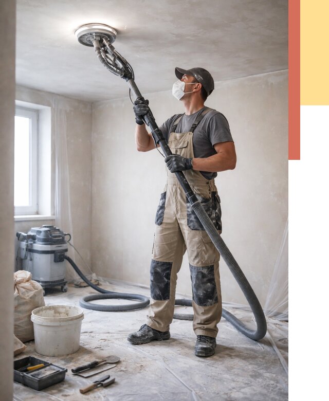 Шлифовка потолка в Тайшете от 3635 руб. — услуги шлифования потолка | ОТДЕЛОЧНИК-Тшт