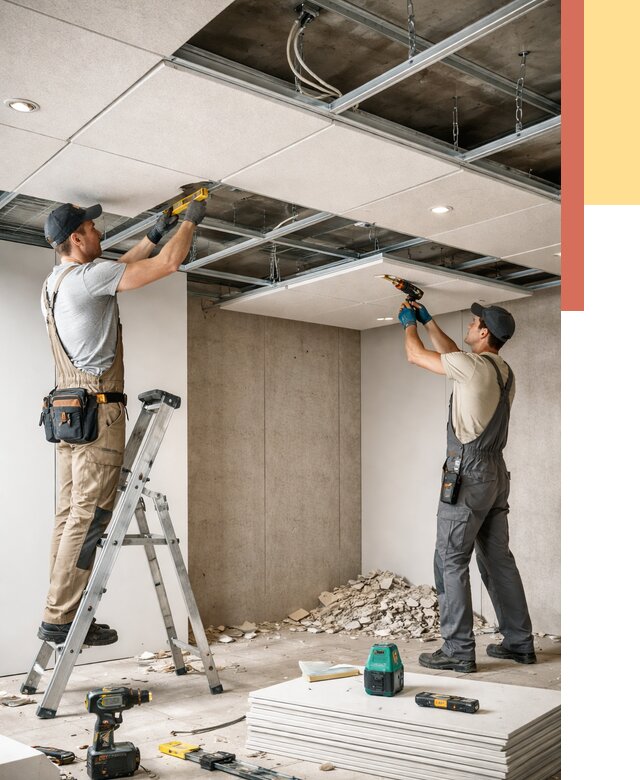 Монтаж акустического потолка в Тайшете от 6750 руб/м2 — быстро и недорого | ОТДЕЛОЧНИК-Тшт