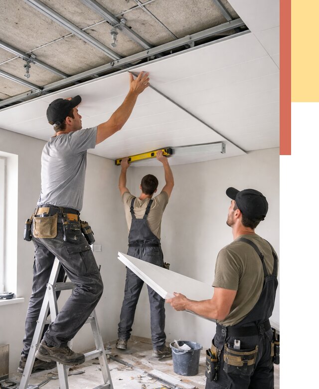 Монтаж потолка из ПВХ панелей в Тайшете от 3635 руб./м2 — быстро и недорого | ОТДЕЛОЧНИК-Тшт