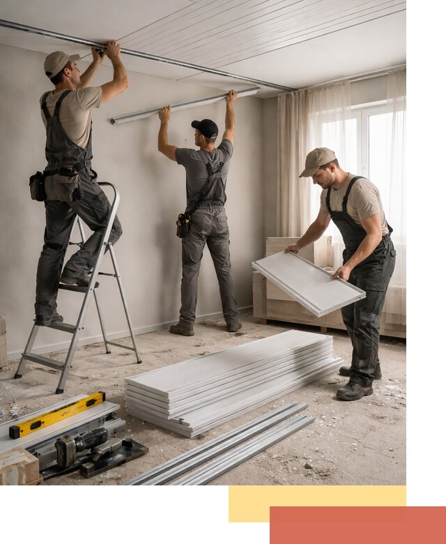 Монтаж потолка из ПВХ панелей в Тайшете оперативно и качественно