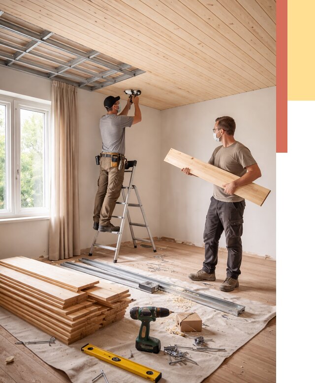 Монтаж потолка из вагонки в Тайшете от 6750 руб. | Быстро и недорого — ОТДЕЛОЧНИК-Тшт