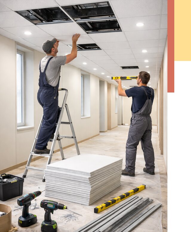 Ремонт потолка Армстронг в Тайшете от 4673 руб. — быстро и недорого | ОТДЕЛОЧНИК-Тшт