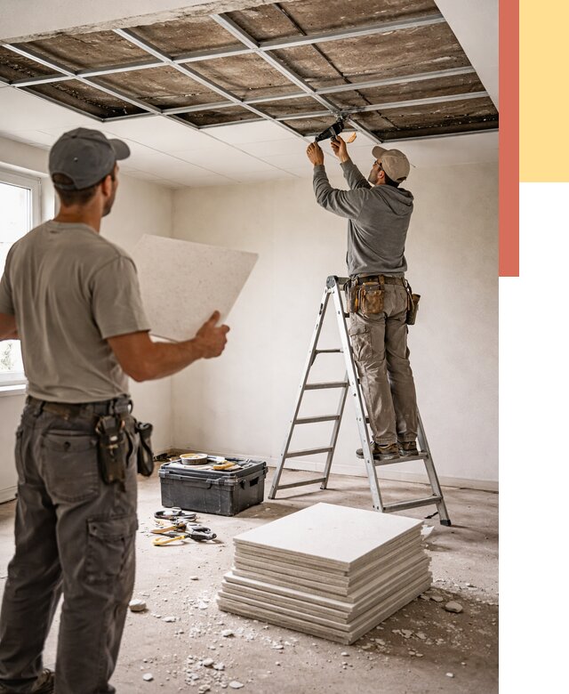 Замена плит подвесного потолка в Тайшете от 1817 руб. быстро и недорого | ОТДЕЛОЧНИК-Тшт