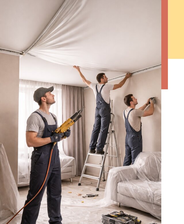 Установка натяжного потолка в Тайшете от 4673 руб. | Быстро и недорого — ОТДЕЛОЧНИК-Тшт