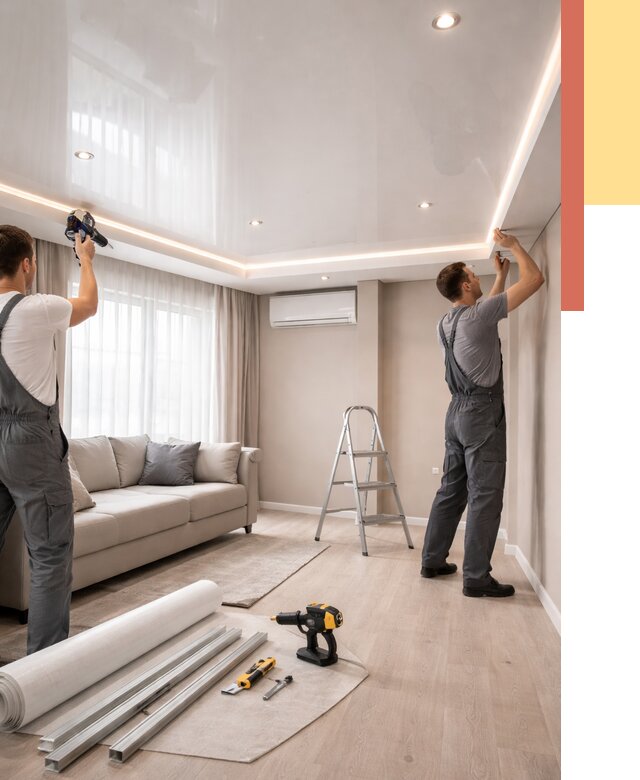 Монтаж глянцевого натяжного потолка в Тайшете от 779 руб. под ключ | ОТДЕЛОЧНИК-Тшт